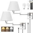 TRLIFE Wall Sconces Plug in, Remote Control Dimmable Wall Sconce and Adjustable Color Temperature 2700K-6500K, Swing Arm Wall Lights with Plug in Cord, 9.4