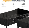 2 Pack Under Sink Organizer, Under Bathroom Cabinet Organizer with Hooks Hanging Cup, Multi-Purpose Storage Shelf for Kitchen Bathroom (Black, 14.8 Inch)