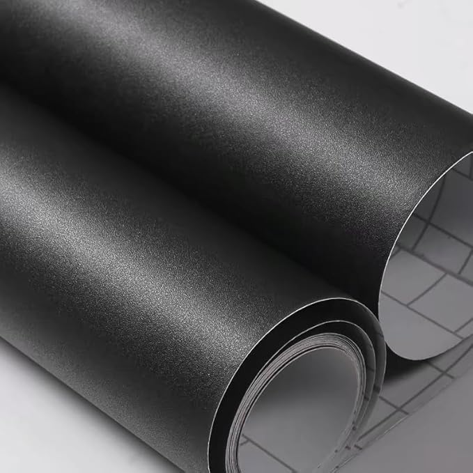 Yancorp Matte Black Contact Paper Solid Wallpaper Plain Vinyl Film Self-Adhesive Wallpaper Drawer Peel-Stick Countertop, 16"x120",Black
