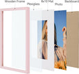 Vittanly 11x14 Picture Frames Set of 4, Display Pictures 8x10 with Mat or 11x14 without Mat, Gallery Wall Frame Set for Wall or Tabletop, Engineered Wood with Shatter Resistant Plexiglass, Pale Pink