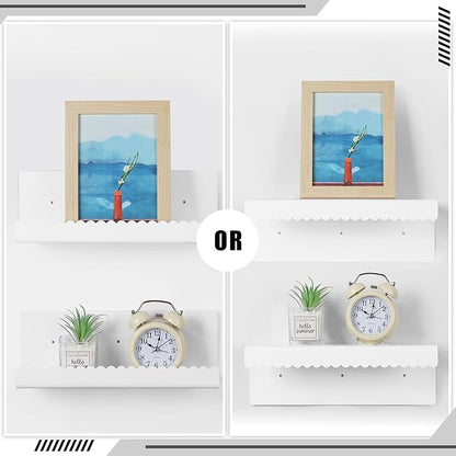 2 Pack Acrylic Wall Floating Shelves, White Adhesive Organizer, 11.8“ Acrylic Floating Bookshelves, Wall Display Shelve for Bedroom, Gaming Room, Living Room, Bathroom, Office
