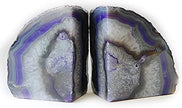 JIC Gem Book Ends for Shelves Dyed Purple Agate Bookends Natural Geode Brazilian Rock Stone Book Ends Decorative with Rubber Bumpers Small Size(1 Pair, 2-3 LBS)