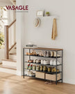 VASAGLE Shoe Rack, 5-Tier Shoe Storage Organizer for Entryway and Closet, Holds 20-24 Pairs of Shoes, 4 Fabric Shelves, Steel Frame, Industrial, Rustic Brown and Black ULBS136B01