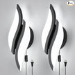 CANEOE Plug in Wall Sconces Set of Two 6000K Black Modern LED Wall Light Fixtures Acrylic Wall Sconce Lighting for Living Room Bedroom Bedside Bathroom Hallway Stairway Wall Lamp