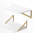 Heimlove Deep Floating Shelves for Wall, 16W x 12D Wood Wall Shelves Set of 2, Wide Floating Bookshelf for Living Room, Kitchen, Office, Bedroom and Decor Storage, with Golden Bracket - White & Gold