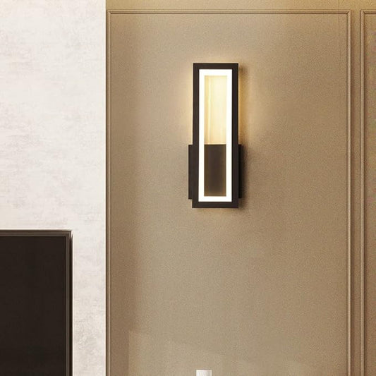 LED Wall Light Modern Metal Wall Sconce Lighting 16W Bedside Wall Lamp, Nordic Rectangle Wall Sconces Indoor Wall Wash Lights for Living Room Bedroom Bedside Hallway