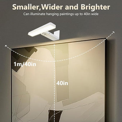 Picture Lights Battery Operated, Rechargeable Picture Frame Lights for Wall, LED Cordless Wall Lights Dimmable & Timmer with Remote Control for Arts, Paintings, Gallery, Dartboard, 3 Color Modes