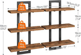 HOOBRO Floating Shelves, Set of 2 Wall Shelves, 3-Tier Wall Mounted Storage Shelves, Hanging Bathroom Shelves, for Living Room, Bedroom, Bathroom, Kitchen, Rustic Brown and Black BF31BJP201