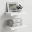 Homeforia White Floating Shelf 12 inch, High End Solid Real Wood Small 12inch Floating Shelves for Wall Mounted, White Wooden 12 in Floating Shelves, Heavy Duty Bracket, 12 X 6.5 X 1.75 inch, Set of 3