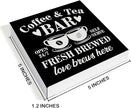 Coffee Bar Decor - Tea Station - Coffee and Tea Bar Wood Sign Home Kitchen Desk Shelf Table Tabletop Decor 5×5 Inches