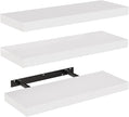 AMADA HOMEFURNISHING Floating Shelves, Wall Shelves for Bathroom/Living Room/Bedroom/Kitchen Decor, White Shelves with Invisible Brackets Set of 3 - AMFS08 | AMADA HOMEFURNISHING, Floating Shelves, Wall Shelves, for Bathroom, for Living Room, for Bedroom