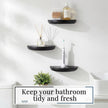 4 Pcs Solid Wood Half Round Floating Wall Shelves, Elegant Floating Wooden Shelves, 8.27 Inch Wall Shelf for Living Room, Bathroom, Bedroom, Offices, Pictures Plant Book (Black)