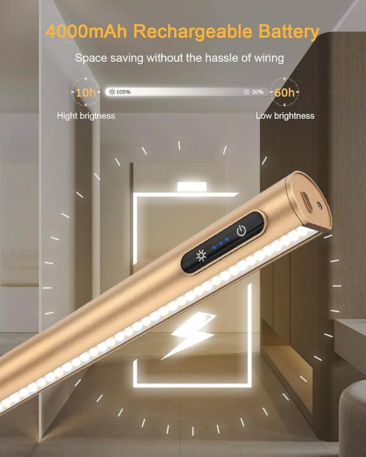 GOVSSING Picture Lights for Wall - 4000mAh Rechargeable Battery Wireless Picture Light with Remote, 3 Color Temps & Dimmable, 15.7” Rotatable Art Light, Memory & Timer Functions, Rose Gold