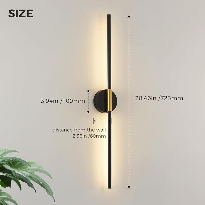 JOOSENLUX Battery Operated Wall Sconces Set of 2 – Gold & Black LED Wall Light, Dimmable, Remote‑Control, Adjustable Arm, Cordless Aluminum Modern Art Lamp