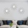 Uaussi 3 Pack Crystal Sunburst Wall Mirror Décor Rhinestone Mirrors Decorative Home Wall Art for Living Room Bedroom Entryway(Triangle Burst Silver)