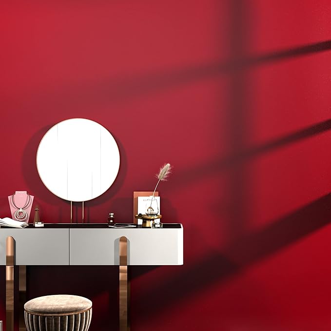 AbaBoorty 80''x15.8'' Peel and Stick Dark Red Adhesive Wall Paper Decorative Solid Color Wallpaper for Kitchen Thick Dark Contact Paper Self Adhesive Textured Red Wallpaper Decorative Vinyl Roll