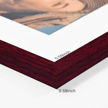 Vittanly 8x10 Picture Frames Set of 4, Display Pictures 5x7 with Mat or 8x10 without Mat, Gallery Frame Set for Wall or Tabletop Display, Engineered Wood with Shatter Resistant Plexiglass, Cherry Red