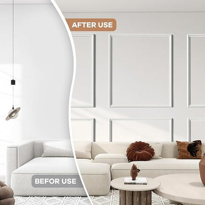 PALMPOP Peel and Stick Wall Molding Kit of 6 Frames,Premade Accent Wainscoting Panels, Ready to Molding Trim for Living Room Bedroom Corridor Home Interior Wall Panel Decor (50x40in)
