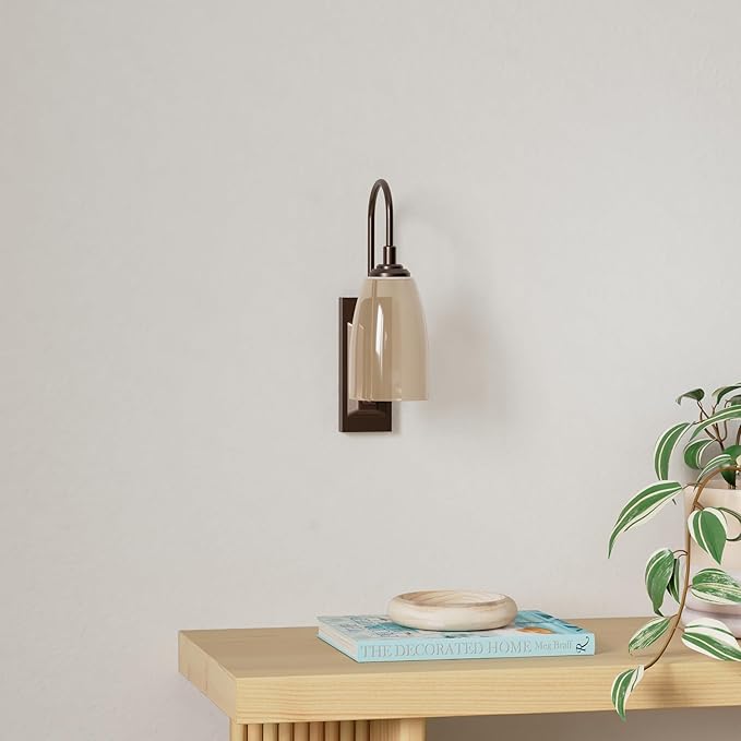 Westek LED Battery Operated Wall Sconce, 2 Pack - 4 Hour Auto Shut-Off Wireless Wall Sconce, 100 Lumens - Easy Install Battery Powered Sconce Light - Plastic with Bronze Finish