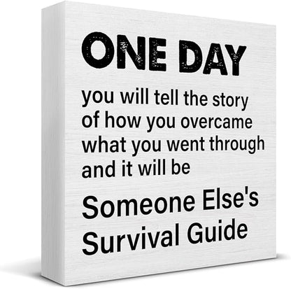Inspirational Desk Decor Inspirational Gifts for Women Men Rustic One Day You Will Tell the Story Wooden Sign for Home Living Room Office Desk Table Shelf Decor 5 x 5 Inches