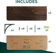 Reinforced Steel Bracket Brown Shelves for Wall - Easy to Install, Template and Video Included - Wall Mounted Rustic Wood Shelves for Bathroom, Wall Shelves for Living Room