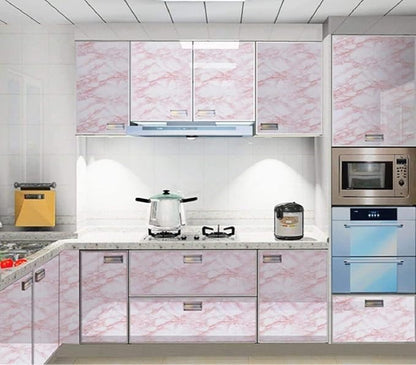 practicalWs 15.7 in x 236.2 in Self-Adhesive White Pink Marble Removable Wallpaper Decor Decals Decoration Textured Panel Table Countertops Cabinets Drawer Shelf Wall Crafts Wall Paper Decorations