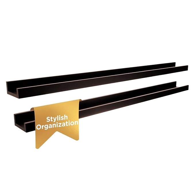 Kiera Grace Floating Shelves for Wall, Engineered Wood Picture Frame Wall Shelves, Easy to Assemble Display Shelves, Ideal for Home Decor, Pack of 2, 44" L x 4" W x 2" H, Espresso