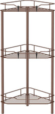 3 Tier Floor Standing Corner Shower Caddy Organizer Shelf with Hooks, Bathroom Shelves Stand Rack, Coffee