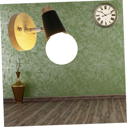 balacoo Minimalist Black Wall Lamp Solid Wood Sconce for Loft Modern Decor Space Saving Indoor Lighting for Bedroom Dining and More No Included