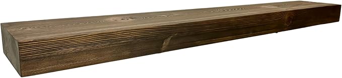 Modern Timber Craft Reclaimed Wood Steel Floating Wall Shelf | Solid Rustic American Barnwood with Steel Floating Shelf Brackets | 2.75" Thickness | 36" L x 10" D, Jacobean, Planed and Sanded