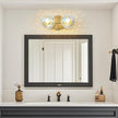 Gold Bathroom Vanity Light Fixtures: Modern Wall Scones With 2 Hammered Stained Glass Shades - Globe Makeup Lighting Fixture over Mirror - Brass Ball Powder Room Vanities Lights for Hallway Bedroom