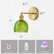 Vintage Battery Operated Wall Sconces with Remote, 180 Degree Adjustable, Modern Battery Powered Wall Lighting Fixture with Green Tulip Glass Lampshade for Bedroom Bedside Bathroom