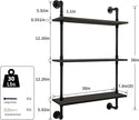 3-Tier Industrial Pipe Floating Shelf – Rustic 36 inch Wood Wall-Mounted Storage Shelf for Kitchen Office,Bathroom & Home Decor -Black