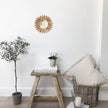 LOSOUR Wall Decor 12 inch Rustic Round Wood Mirror Decorative Boho Sunburst Mirror Boho Home Decor Farmhouse Wall Decor for Bedroom Living Room Entryway