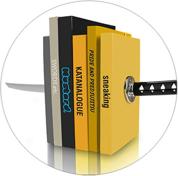 Book Ends Decorative, Modern Metal Funny Unique Black DVD Bookends for Shelves, Katana Book Stopper Holder for Office Home, Desk Gifts Book Stands for Men and Book Lovers