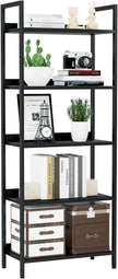 NUMENN Bookshelf, 5 Tier Bookshelves, Home Office Bookcase Shelf Storage Organizer, Free Standing Storage Shelving Unit for Bedroom, Living Room and Home Office, Black