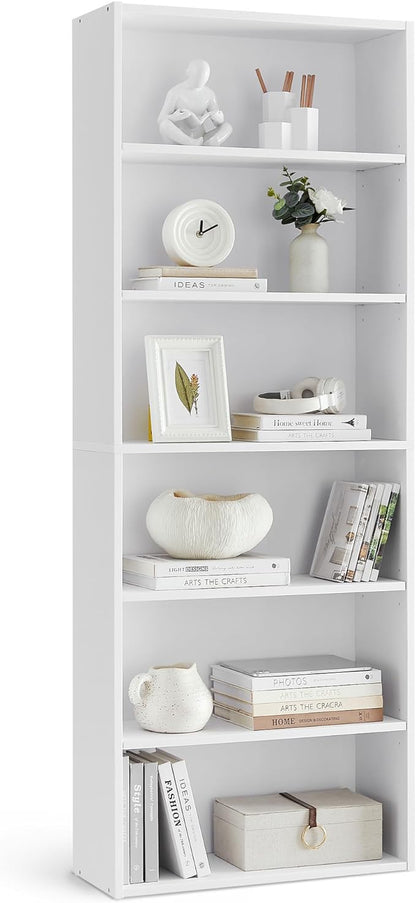 VASAGLE CUSTOS Collection - Bookshelf, 6-Tier Bookcase, Book Shelf, Open Storage Shelf, 9.4 x 23.6 x 63.3 Inches, for Living Room, Home Office, Dinning Room, Cloud White ULBC166T14