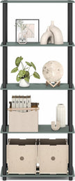 Furinno Turn-N-Tube Storage Shelves, 5-Tier Book Shelf, Corner Shelf, Toolless Open Shelves, for Organization and Storage, Living Room, Garage, Home Office, Sage Green
