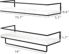 ZGO Floating Shelves for Wall Set of 2, Wall Mounted Storage Shelves with Black Metal Frame and Towel Rack for Bathroom, Bedroom, Living Room, Kitchen, Office (White)