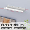 PEKGRIL 4 Pack Metal Floating Shelves, 17x6 Inch Large Wall Mounted Shelf for Storage, White Kids Bookshelf, Display Ledge Shelves with Lip for Bathroom, Bedroom, Living Room, Bathroom, Kitchen