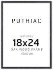 puthiac 18x24 Solid Oak Wood Picture Frame, No Mat, Wall Display Only, Vertical or Horizontal, Plexi Front, 1 Pack, Black