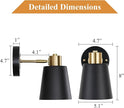 Battery Operated Wall Sconce Set of Two, Black and Gold Modern with Remote Control Dimmable Wall Lighting Indoor, Not Hardwired Led Wall Lamp Fixtures for Bedroom, Bulb Included