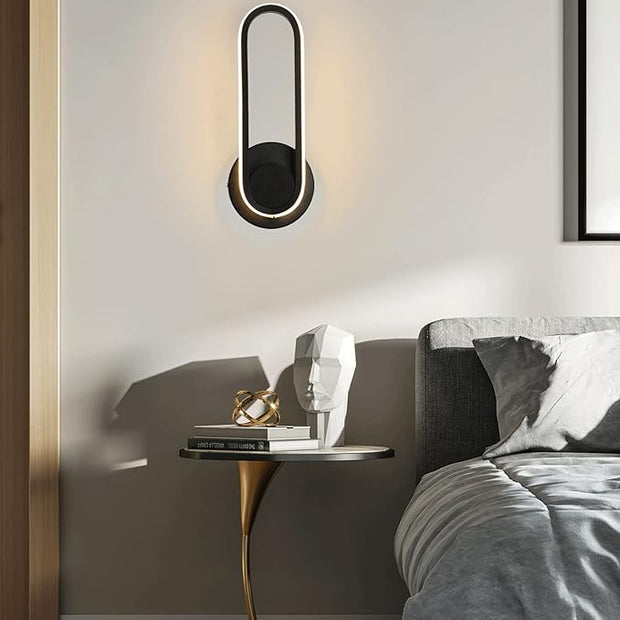Modern 12W LED Wall Lighting Fixture 330° Rotatable Wall Lamps Modern Minimalist Creative Black Acrylic Wall Sconces for Bedroom, Living Room Balcony Kitchen Hallway