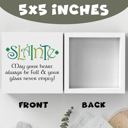 Irish Blessing Decor St Patricks Day Decorations May Your Heart Always Be Full Slainte Rustic Wood Sign Home Tabletop Shelf Desk Decor St Patrick's Day Decorations 5 X 5 Inches