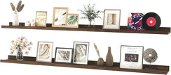 Floating Shelves for Wall Decor, Long Wall Mounted Storage Shelf for Bedroom, Living Room, Bathroom, Kitchen, Nursery, Display Picture Ledge Shelf with Lip Set of 2-56 Inches, Walnut