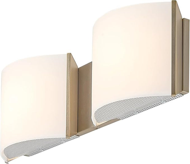 19in LED Bathroom Wall Sconce Lights, 2-Light Vanity Lights, Bathroom Wall Decro Lighting, Indoor Light Fixtures with Premuim Acrylic Shade for Hallway Bedroom Living Room Wall Dero, Gold