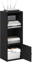 Furinno LUDER Book Shelf, 3-Tier Modern Bookshelf, Bookcase with 1 Door Storage Cabinet, 9.3 x 12 x 31.5, for Living Room, Bedroom, Home Office, Blackwood