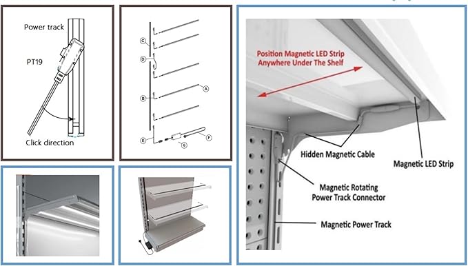 Gondola Shelving Lights 1408 Type 45" LED Lighting bar for Retail Commercial Refrigerator,Beverage Cooler,Merchandiser Ultra Slim Design Backed Magnets Under Store Shelves, Simple to fit Length 45"