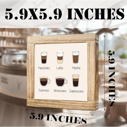 Coffee Bar Decor Sign Rustic Vintage Hanging Wall Art Decor Signs Handmade Wooden Coffees Plaque Coffee Sign for Bar Farmhouse Station Home Kitchen Office Ideal Gift for Coffees Lovers 5.9x5.9 inches