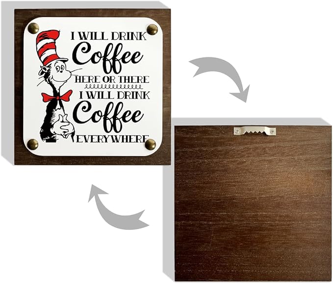 I will Drink Coffee Here There Everywhere Sign, Coffee Wood Sign, Wooden Box Signs Decors Art, Coffees Lover Home Décor, Home Kitchen Decor, Funny Gift for Coffees Enthusiast
